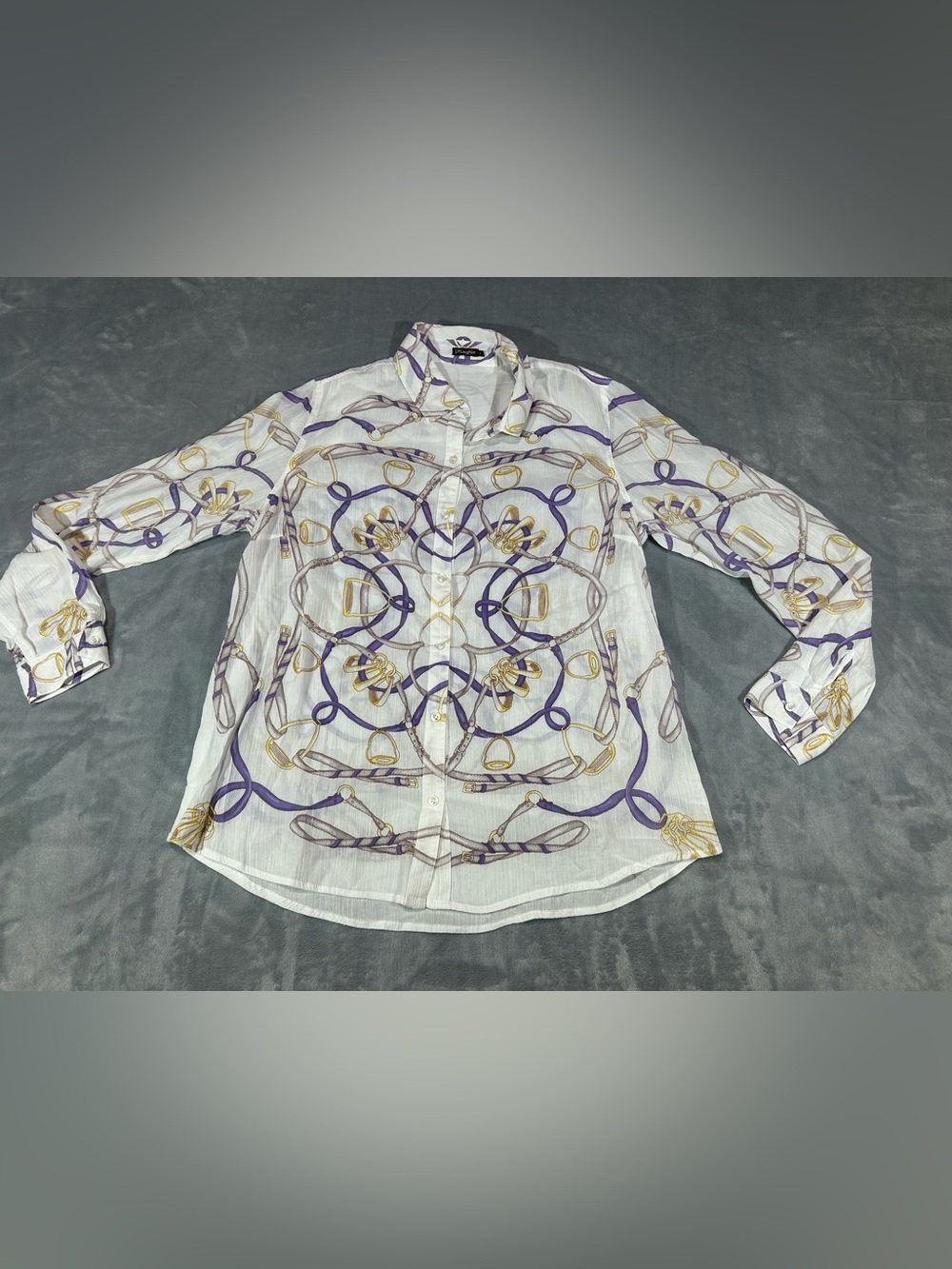 J. McLaughlin Equestrian Button Blouse - 100% Cotton Women Size 8